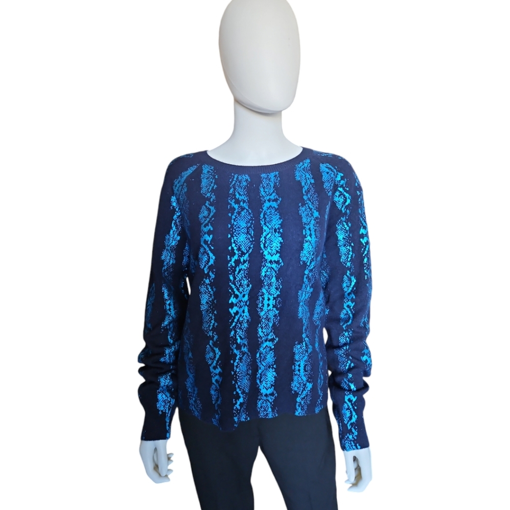 BRODIE‎ | Metallic Blue 100% Cashmere Pullover Sweater in Size Medium